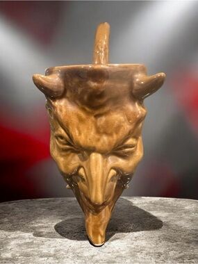 Vintage 70s Mephistopheles (the Devil) ceramics majolica Un-used Pipe/ Toby
Mug.